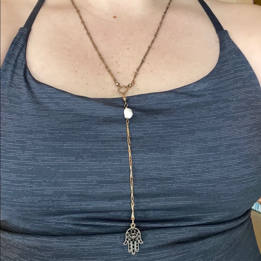 Hamsa lariat necklace